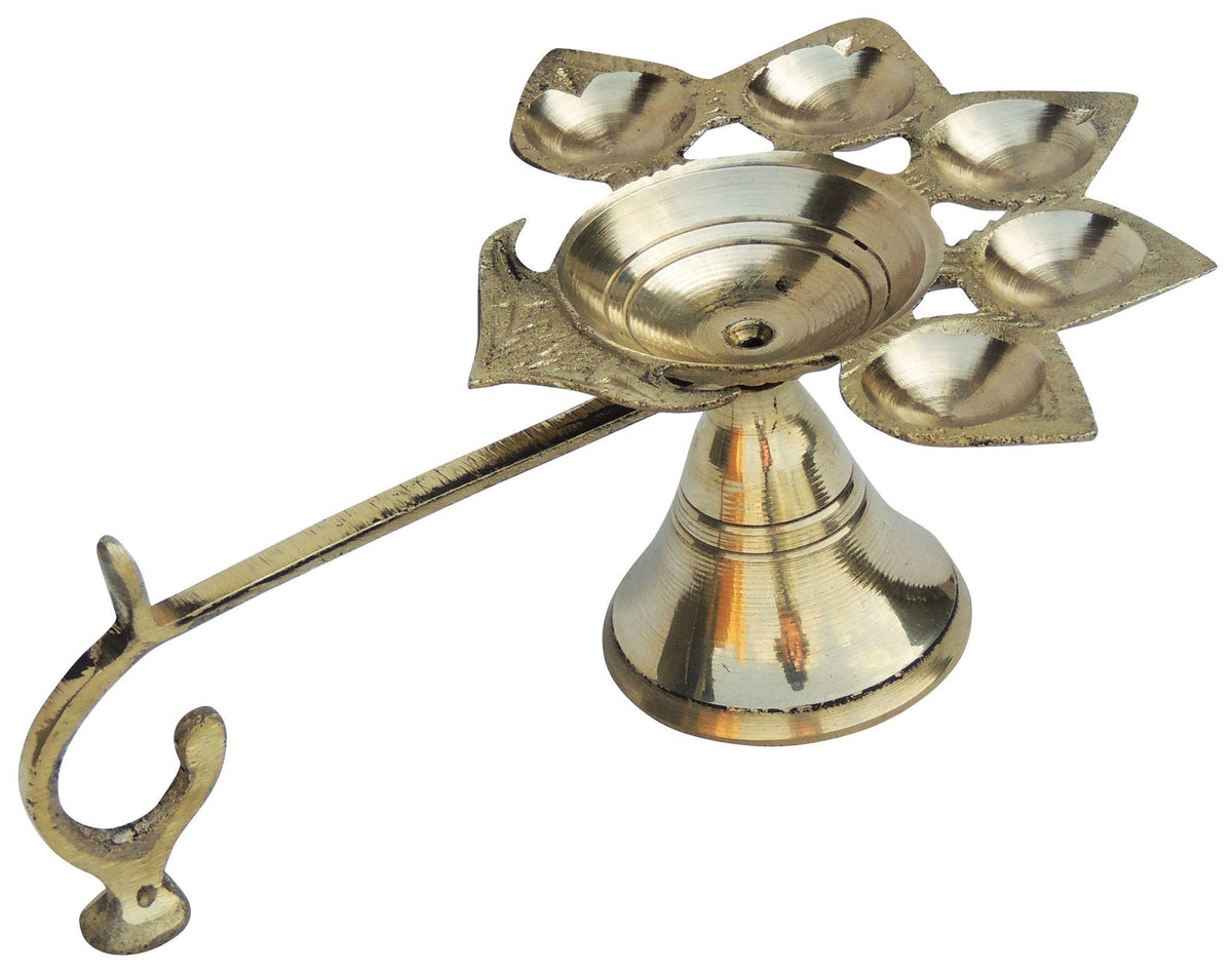 Brass Table Decor Oil Lamp Deepak 5 Wicks   - 5.8*4.1*2.2 inch (F317 B)