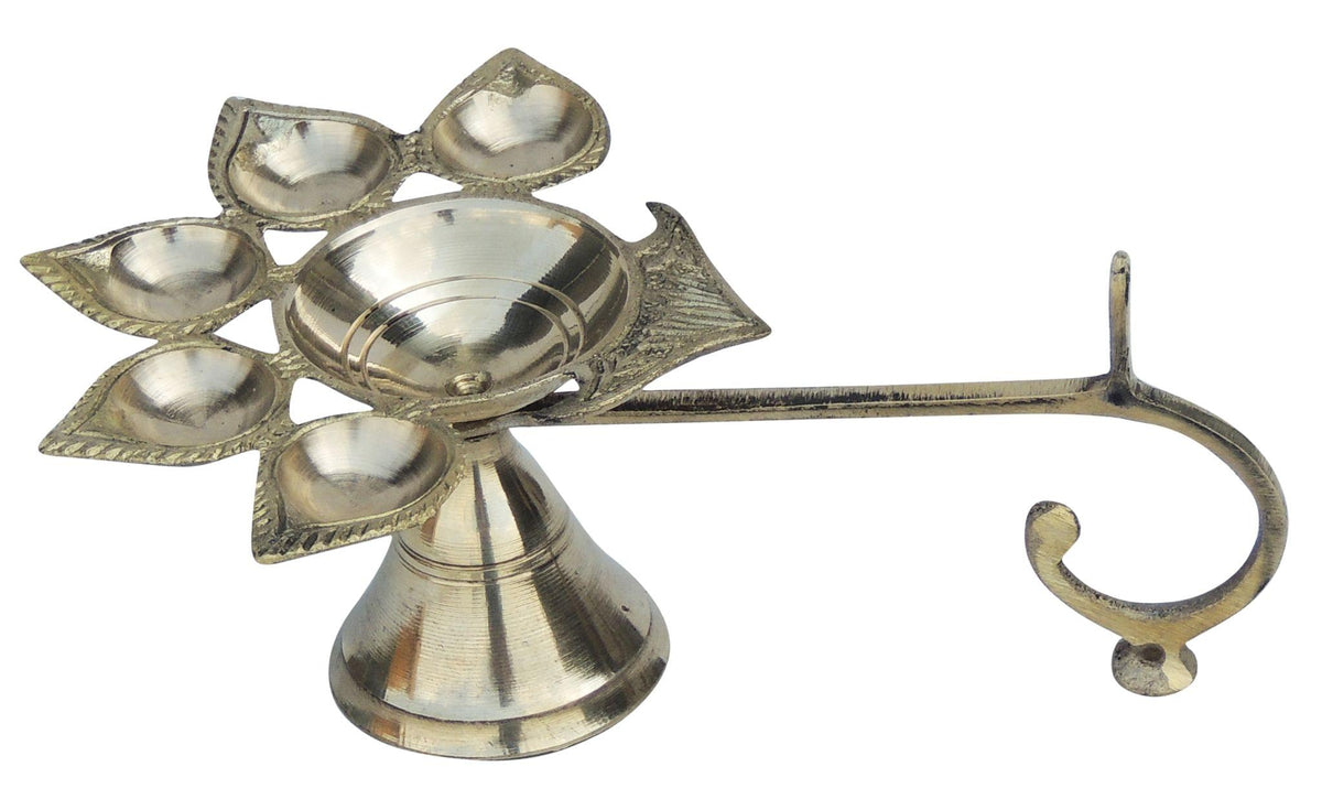 Brass Table Decor Oil Lamp Deepak 5 Wicks - 5*8*4 Inch (F317 D)