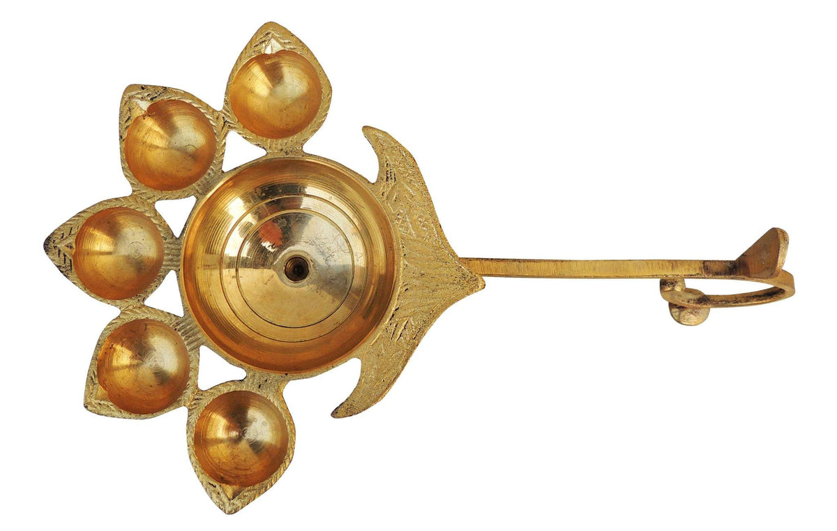 Brass Table Decor Oil Lamp Deepak 5 Wicks  - 9.5*6*3.3 inch (F317 F)
