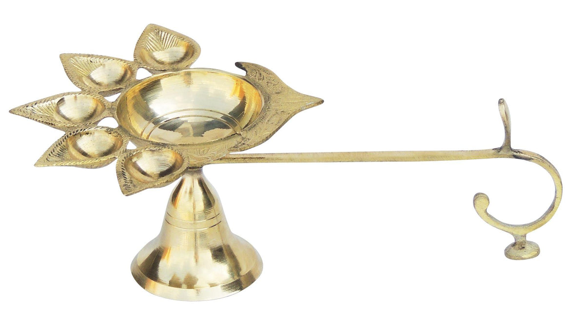 Brass Table Decor Oil Lamp Deep Jyoti - 11.6*7*4.1 inch (F317 H)