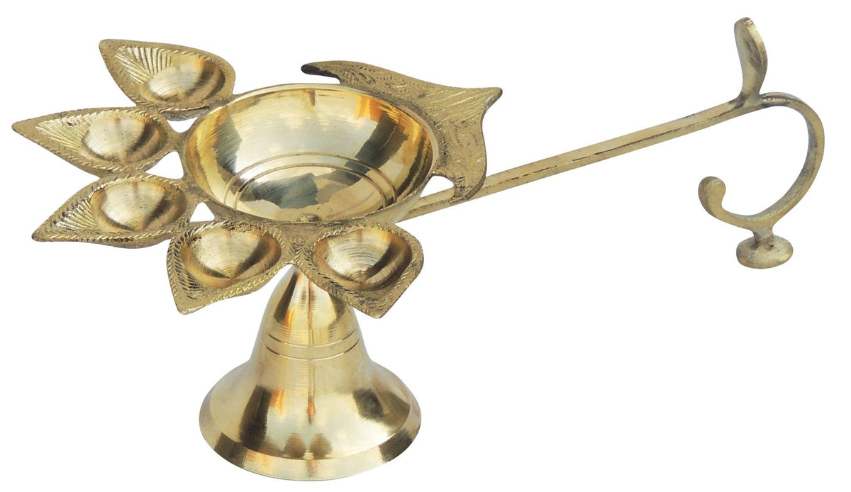 Brass Table Decor Oil Lamp Deep Jyoti - 11.6*7*4.1 inch (F317 H)