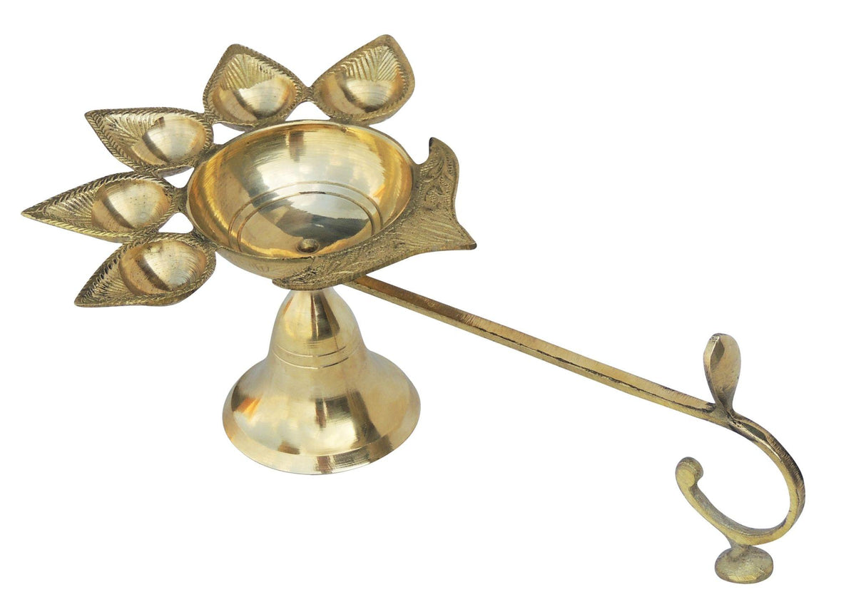 Brass Table Decor Oil Lamp Deep Jyoti - 11.6*7*4.1 inch (F317 H)