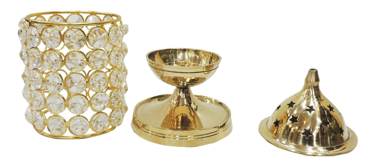 Brass Table Decor Oil Lamp Deep Jyoti No. 3 - 3.5*3.5*8 inch (F320 C)