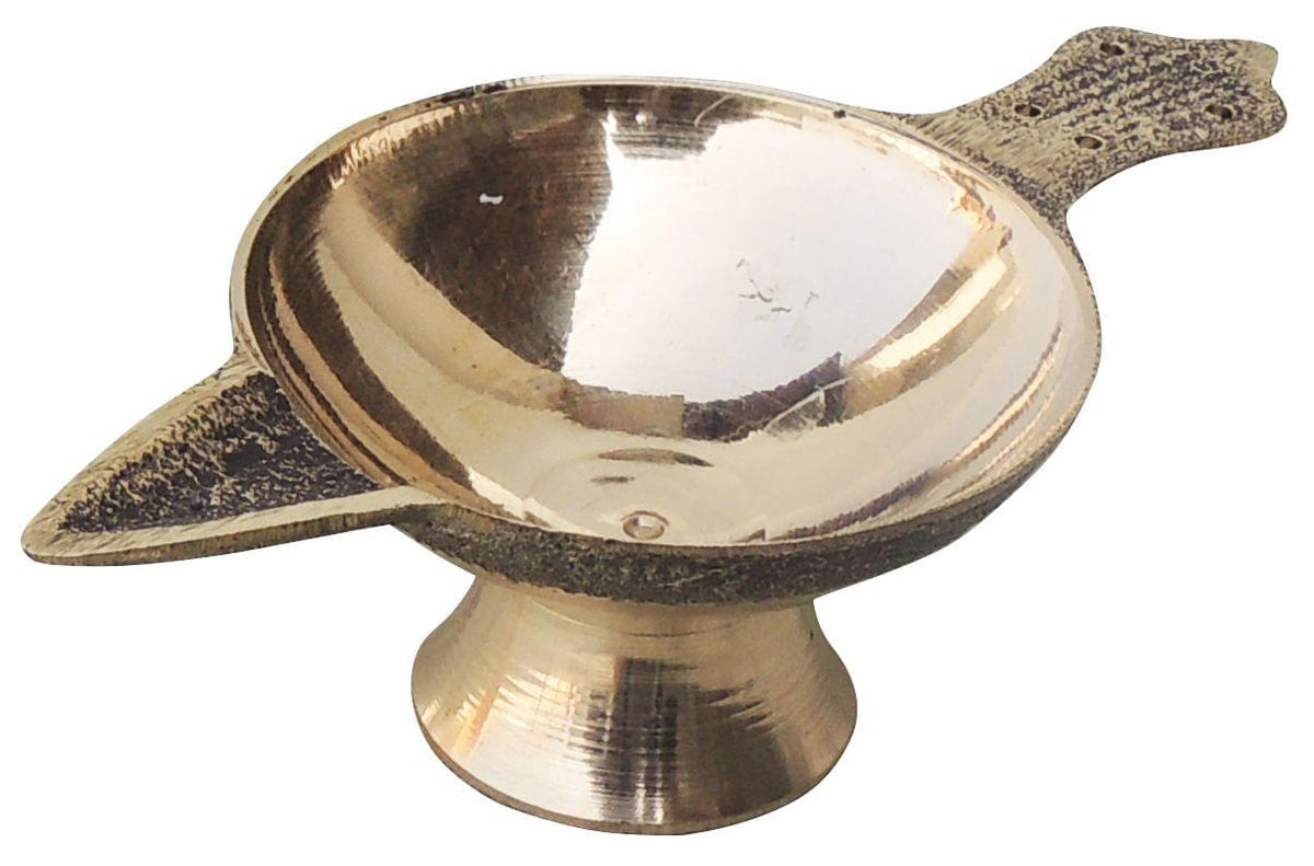 Brass Table Decor Oil Lamp Deepak No. 3  - 4.2*2.4*1.4 inch (F626 D)