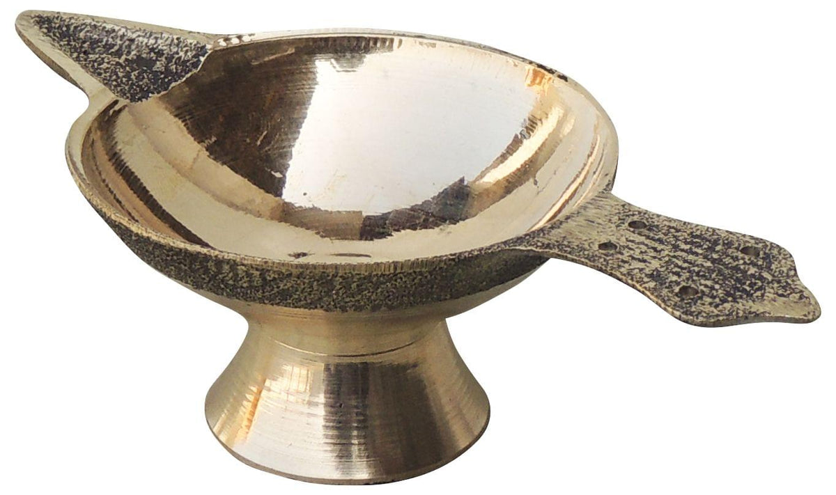 Brass Table Decor Oil Lamp Deepak No. 3  - 4.2*2.4*1.4 inch (F626 D)