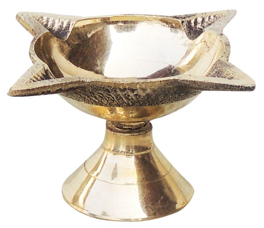 Brass Table Decor Oil Lamp Deepak 4 Wicks  - 1.7*1.7*1.4 inch (F633 A)