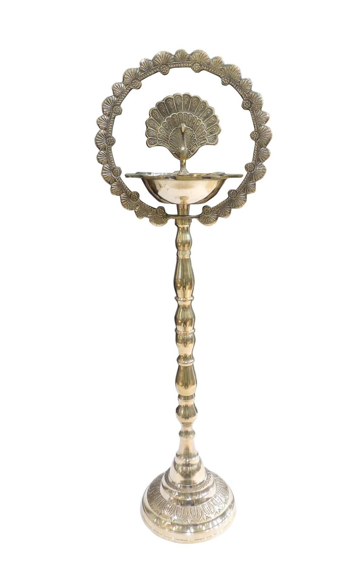 Brass Table Decor Peacock Deepak - 10.5*7*30 Inch (F656 M)