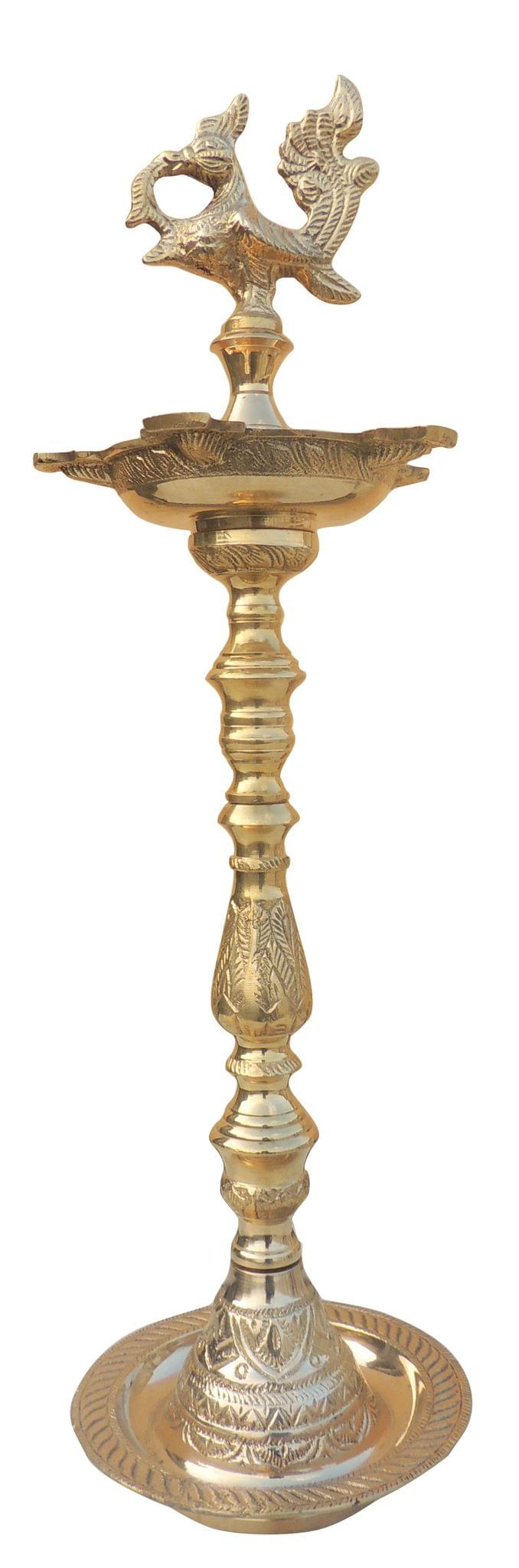 Brass Table Decor Mahabharat Oil Lamp, Deepak - 6.5*6.5*21 Inch (F686 C)