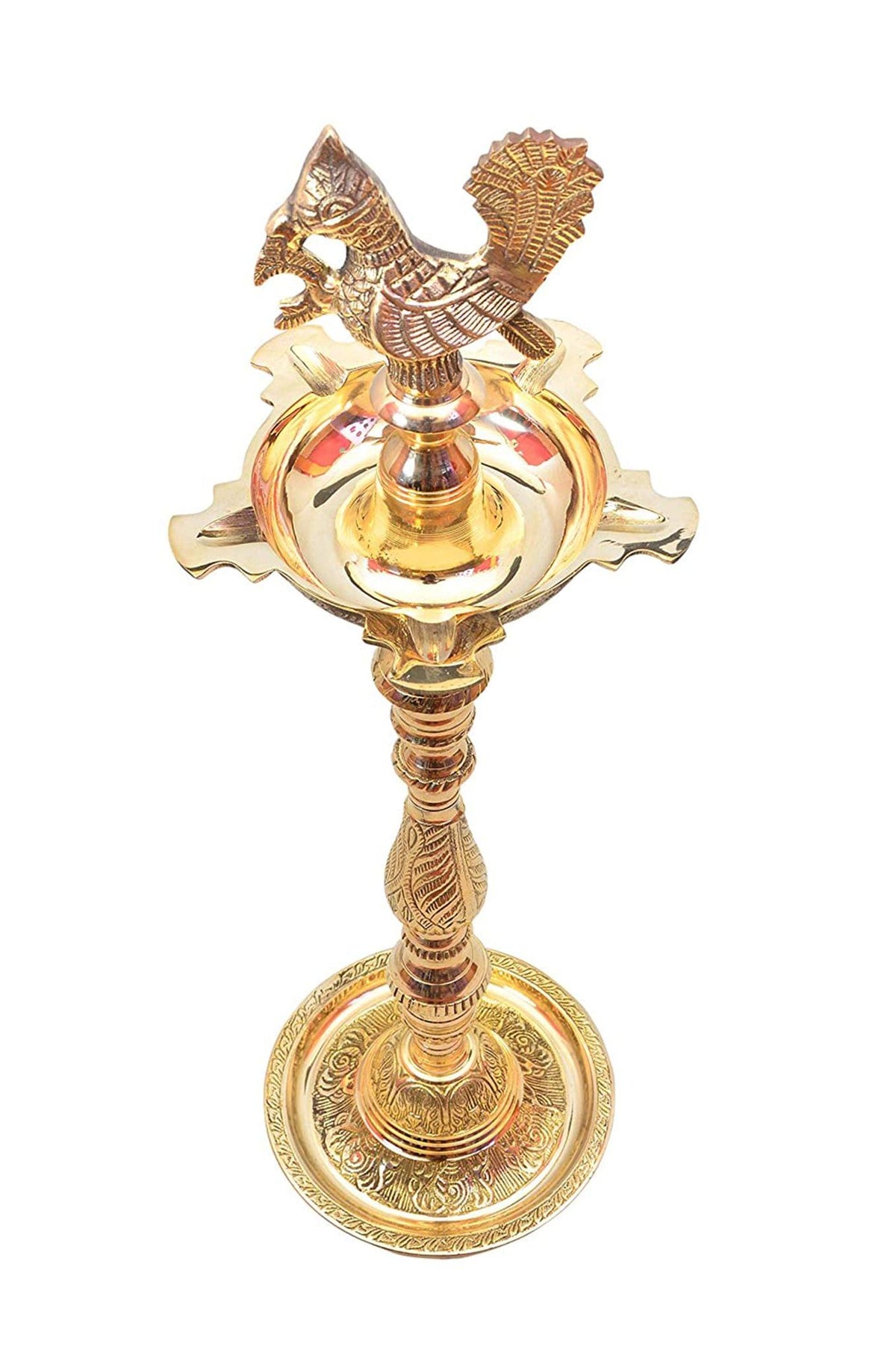 Brass Table Decor Mahabharat Oil Lamp Deepak - 6.6*6.6*24 Inch (F686 E)