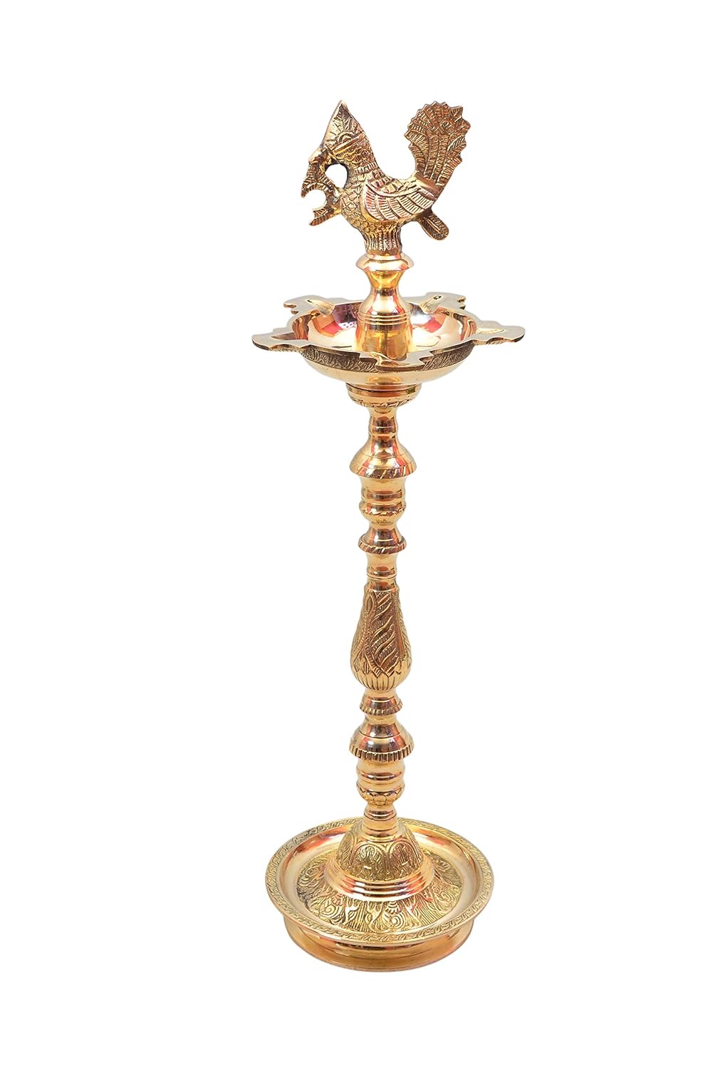 Brass Table Decor Mahabharat Oil Lamp, Deepak - 7.5*7.5*28.5 Inch (F686 F)
