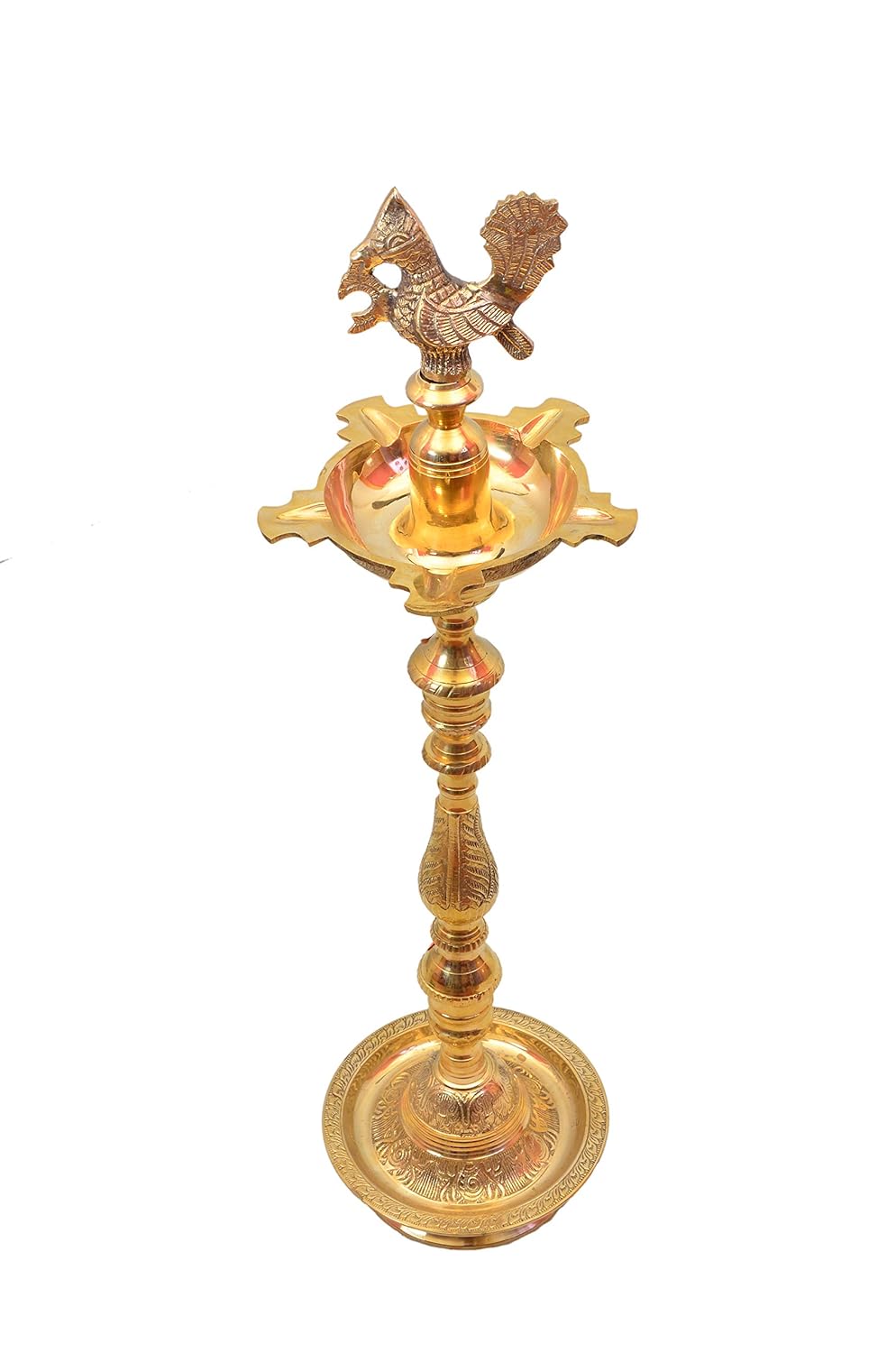 Brass Table Decor Mahabharat Oil Lamp, Deepak - 7.5*7.5*28.5 Inch (F686 F)