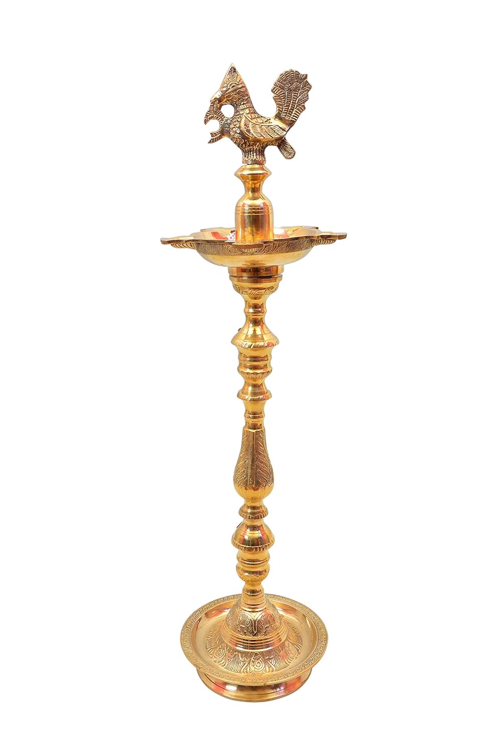 Brass Table Decor Mahabharat Oil Lamp, Deepak - 7.5*7.5*28.5 Inch (F686 F)