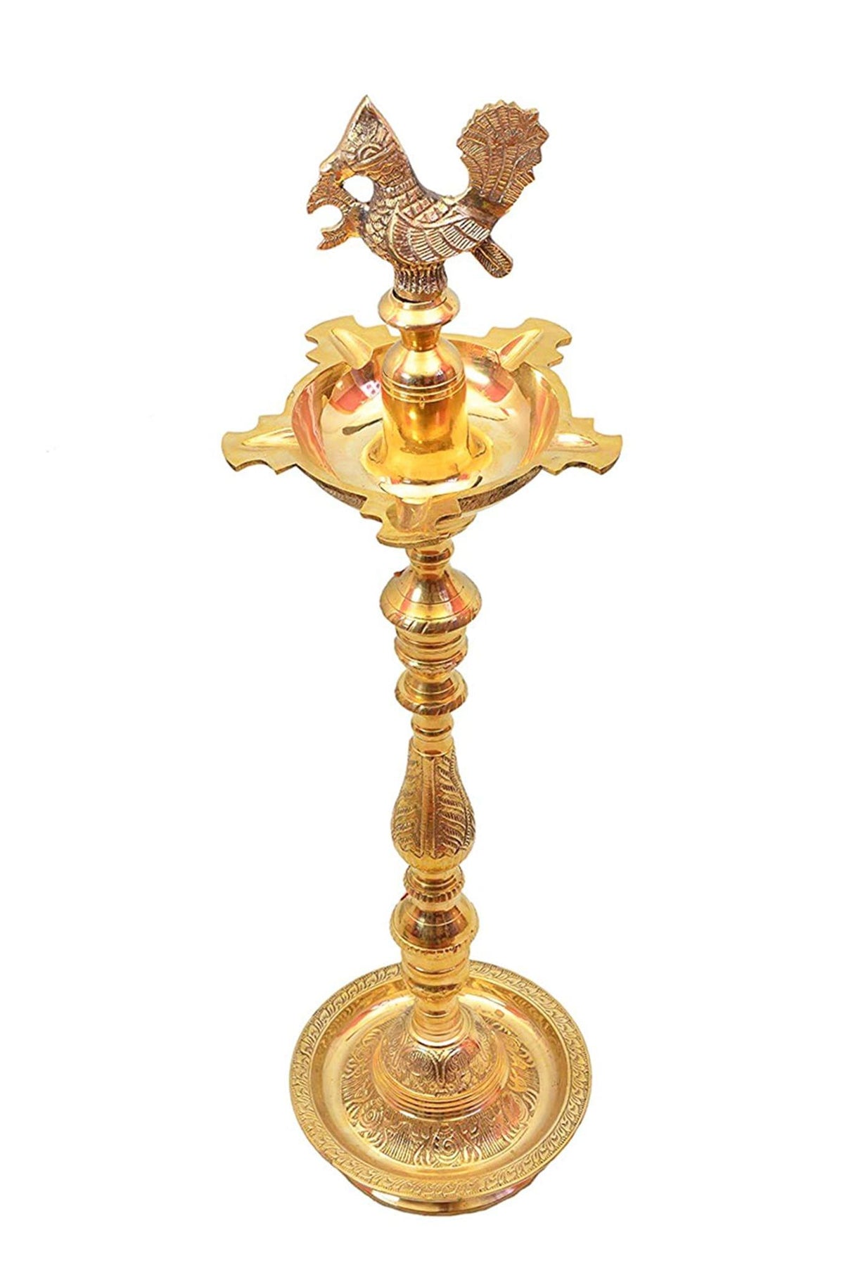 Brass Table Decor Mahabharat Oil Lamp Deepak - 9.5*9.5*36 Inch (F686 H)