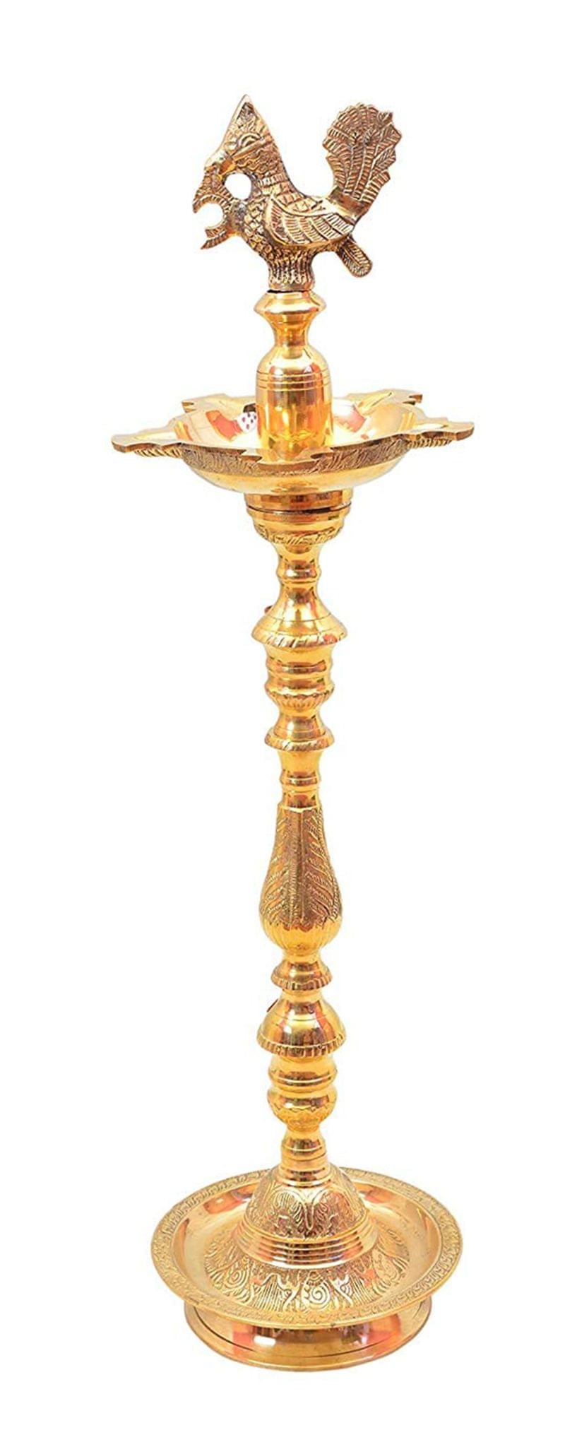 Brass Table Decor Mahabharat Oil Lamp Deepak - 11.5*11.5*48 Inch (F686 J)