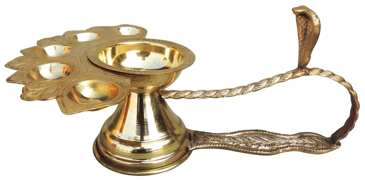 Brass Ganga Arti 5 Bati (F721 C)