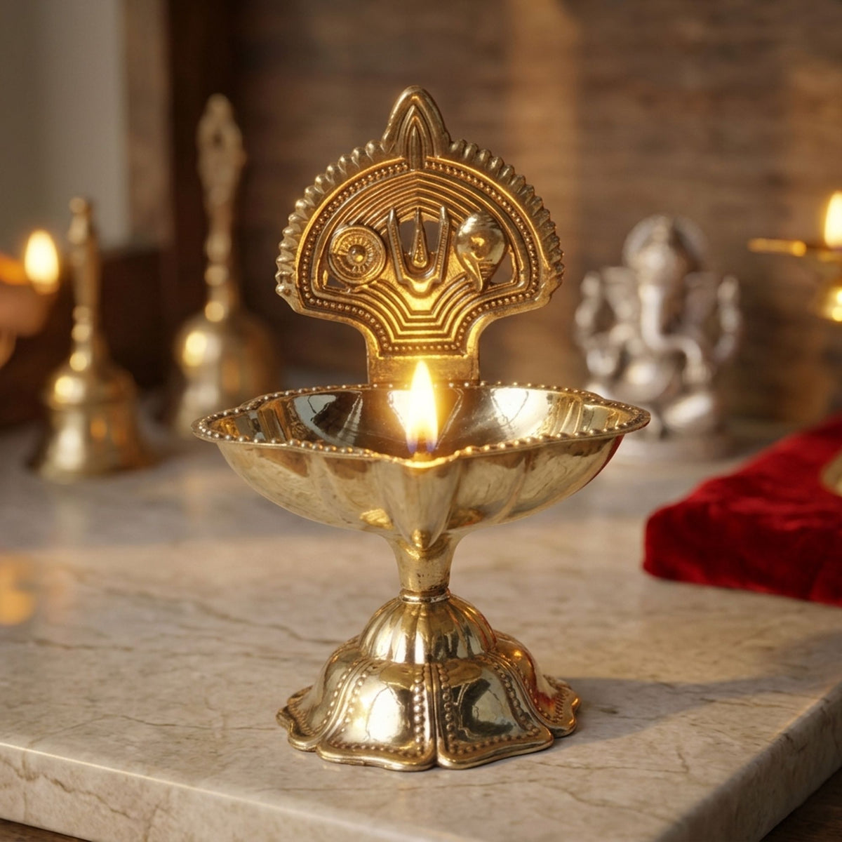 Brass Table Decor Trishul Deepak No. 2 - 2.5*2.2*3.5 Inch (F781 C)