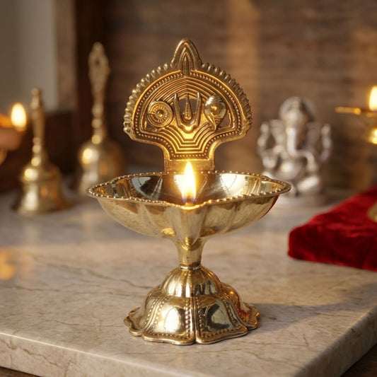 Brass Table Decor Trishul Deepak No. 2 - 2.5*2.2*3.5 Inch (F781 C)