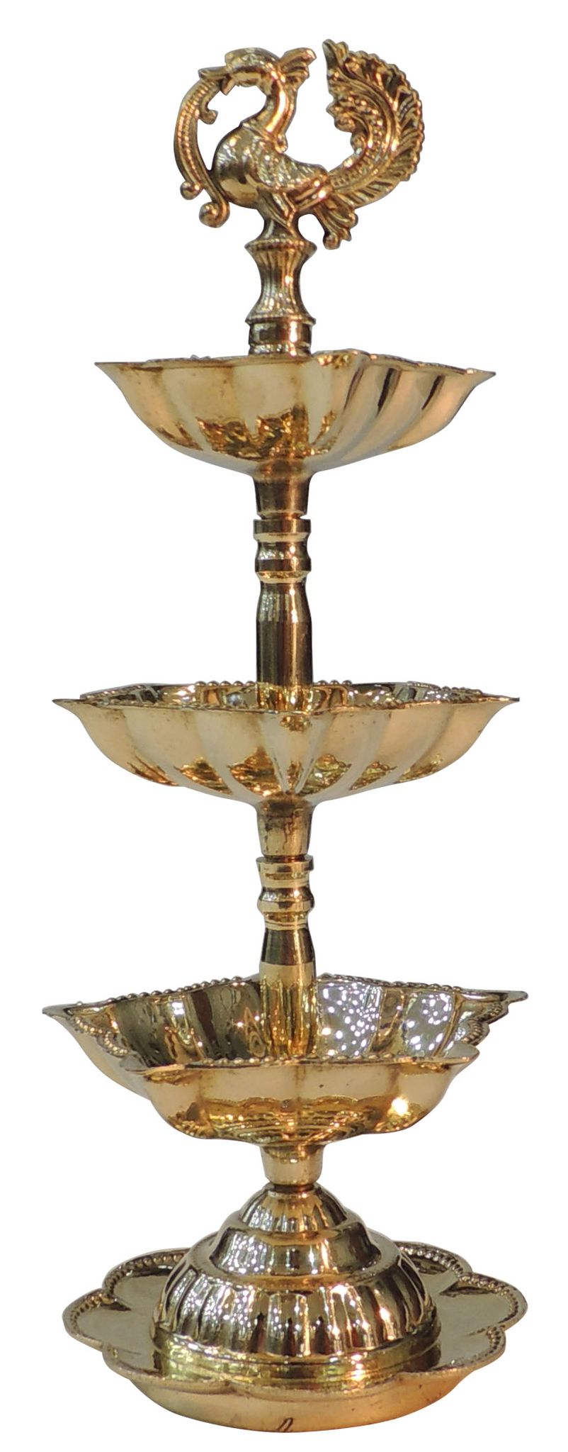 Brass Table Decor 3 Step Murga Deepak - 3*3*9 Inch (F782 C)