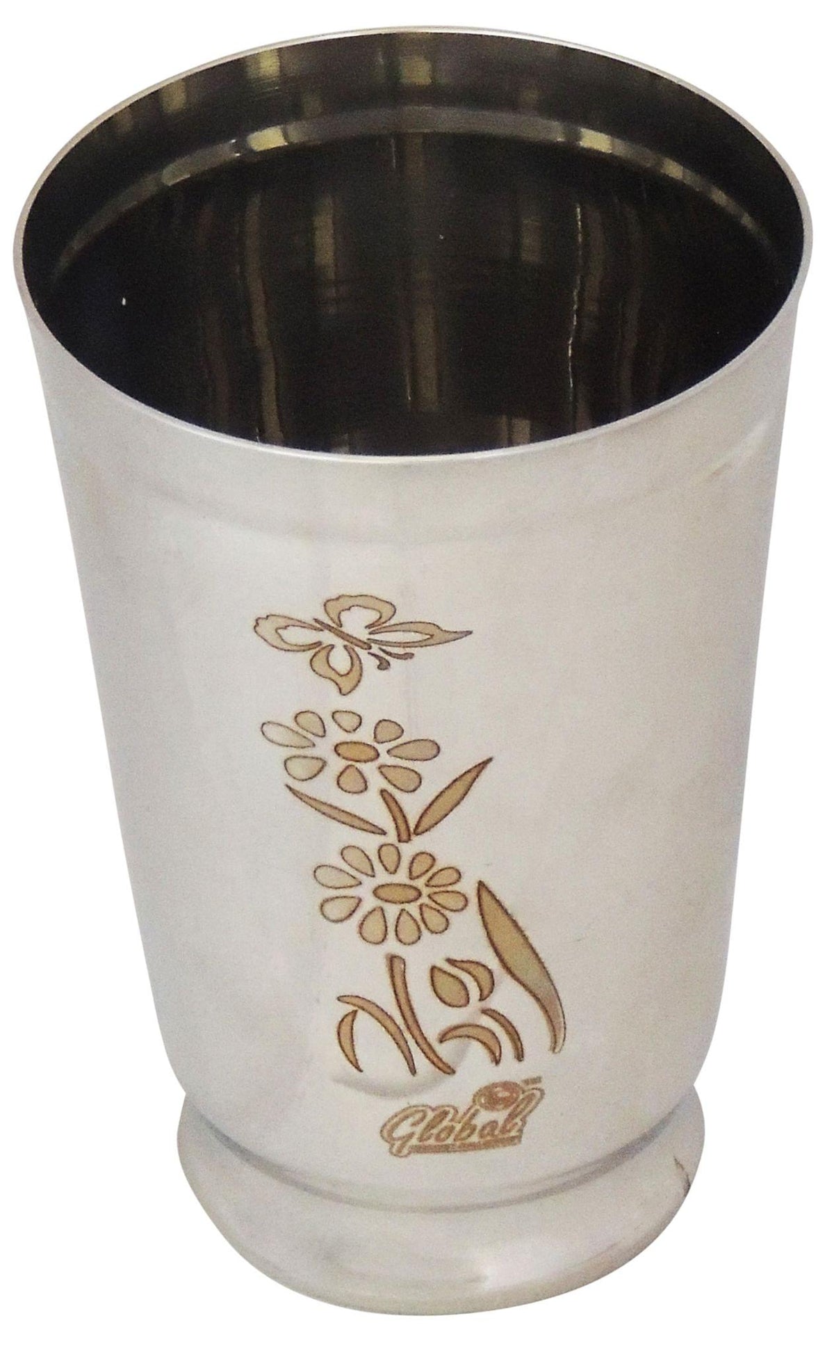 Steel Glass With Lasser Etching 300 Ml - 3*3*4.8 inch (S044 A)