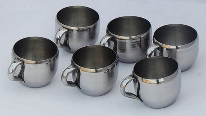 Steel Water Drinking Cup, Capacity 160 ML- Set of 6 pcs   - 3.5*3*2.3 inch (S051 A)
