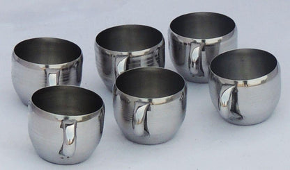 Steel Water Drinking Cup, Capacity 160 ML- Set of 6 pcs   - 3.5*3*2.3 inch (S051 A)