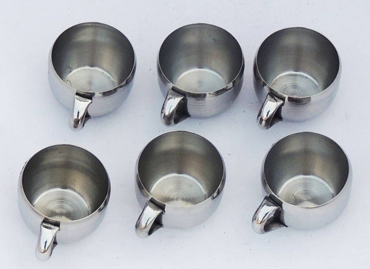 Steel Water Drinking Cup, Capacity 160 ML- Set of 6 pcs   - 3.5*3*2.3 inch (S051 A)
