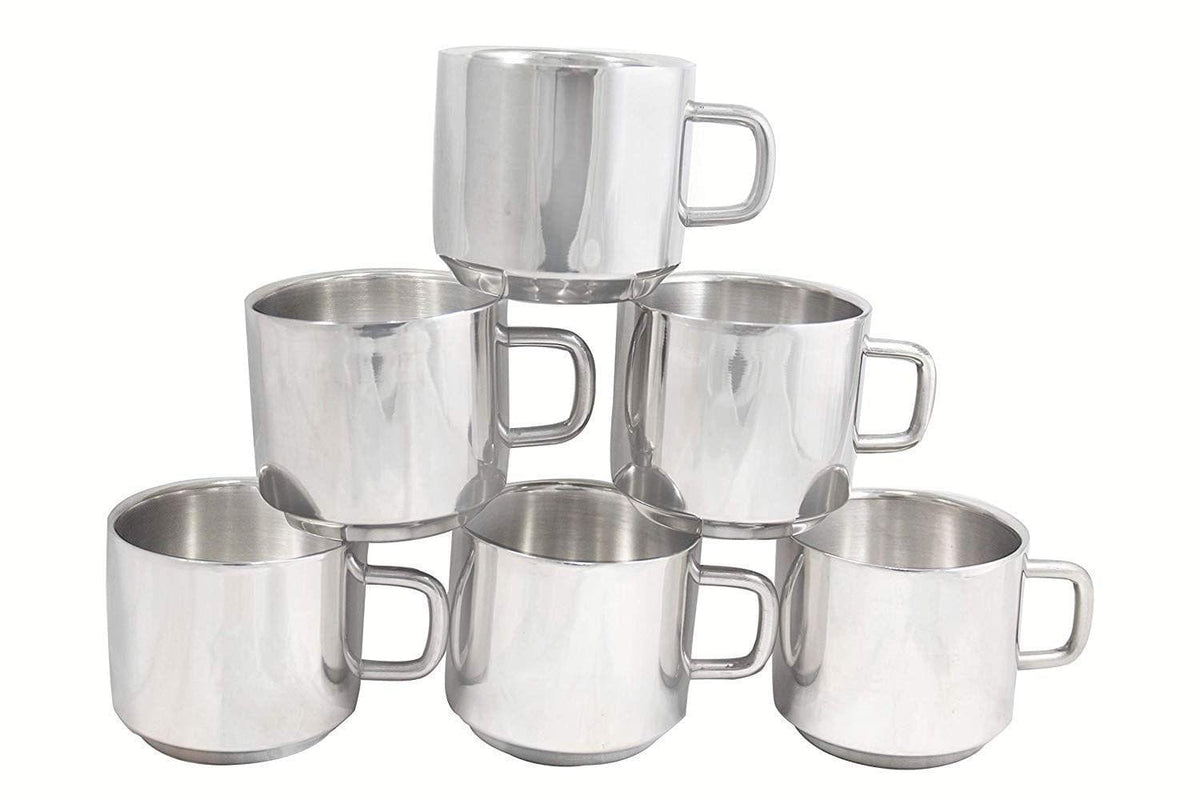 Steel Cup Capacity 120 ML. Set of 6 pcs - 3.5*3*2.3 inch (S051 B)