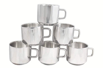 Steel Cup Capacity 120 ML. Set of 6 pcs - 3.5*3*2.3 inch (S051 B)
