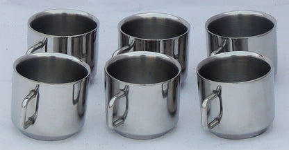 Steel Cup Capacity 120 ML. Set of 6 pcs - 3.5*3*2.3 inch (S051 B)