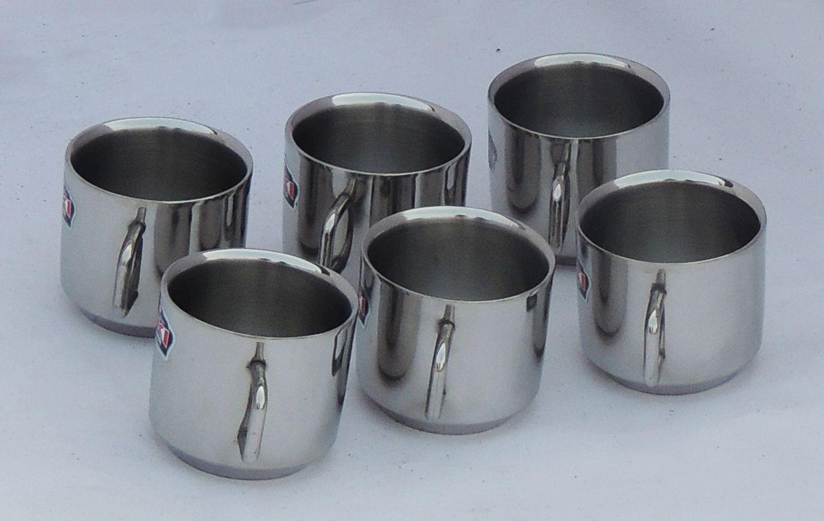 Steel Cup Capacity 120 ML. Set of 6 pcs - 3.5*3*2.3 inch (S051 B)