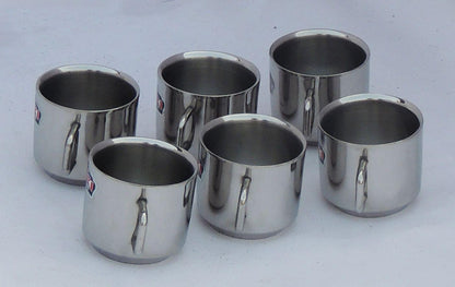 Steel Cup Capacity 120 ML. Set of 6 pcs - 3.5*3*2.3 inch (S051 B)