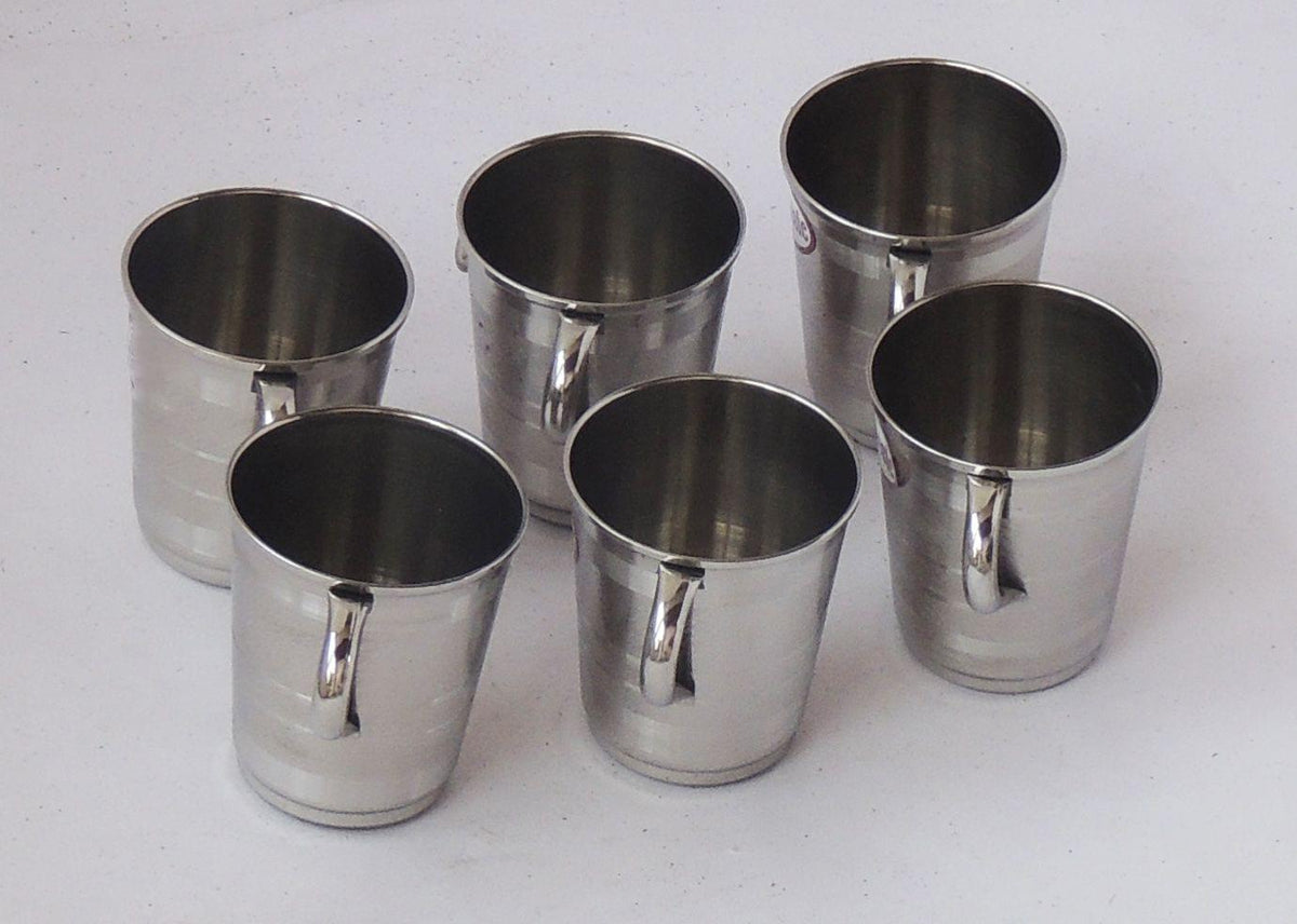 Steel Water Drinking Cup. Set of 6 pcs  - 3.5*2.5*3 inch (S051 C)