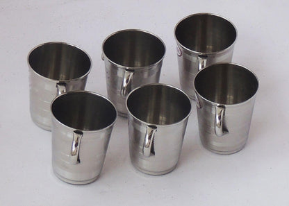 Steel Water Drinking Cup. Set of 6 pcs  - 3.5*2.5*3 inch (S051 C)