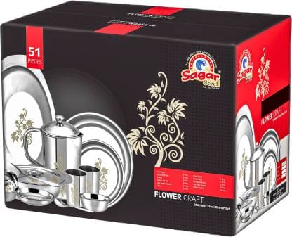 Steel Dinner Set Life Time 51 pcs - 6.8 Kg With Box (S063 A)