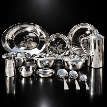 Steel Dinner Set Life Time 51 pcs - 6.8 Kg With Box (S063 A)