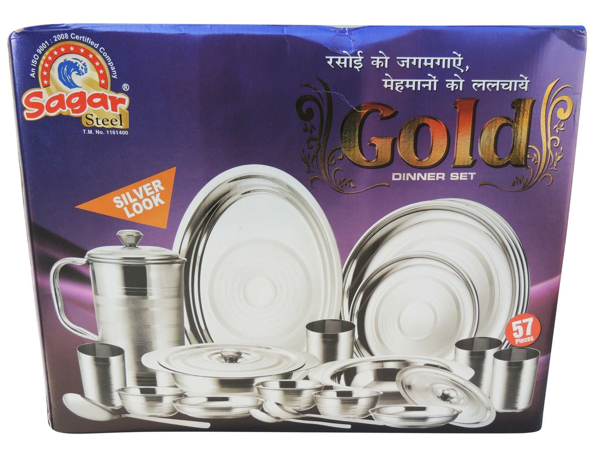 Steel Dinner Set Gold 57 pcs - 2*2*2 inch (S063 C)
