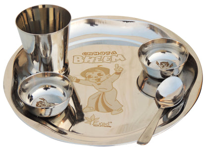 Stailnless Steel Chhota Bheem Thali - 9*9*0.6 inch (S070 A)