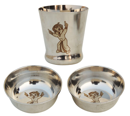Stailnless Steel Chhota Bheem Thali - 9*9*0.6 inch (S070 A)