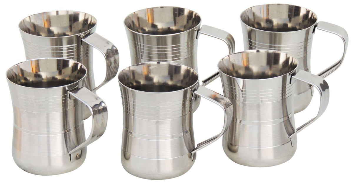 6 Pieces Pure Steel Cup Set - 3*2.5*3 Inch (S076 A)