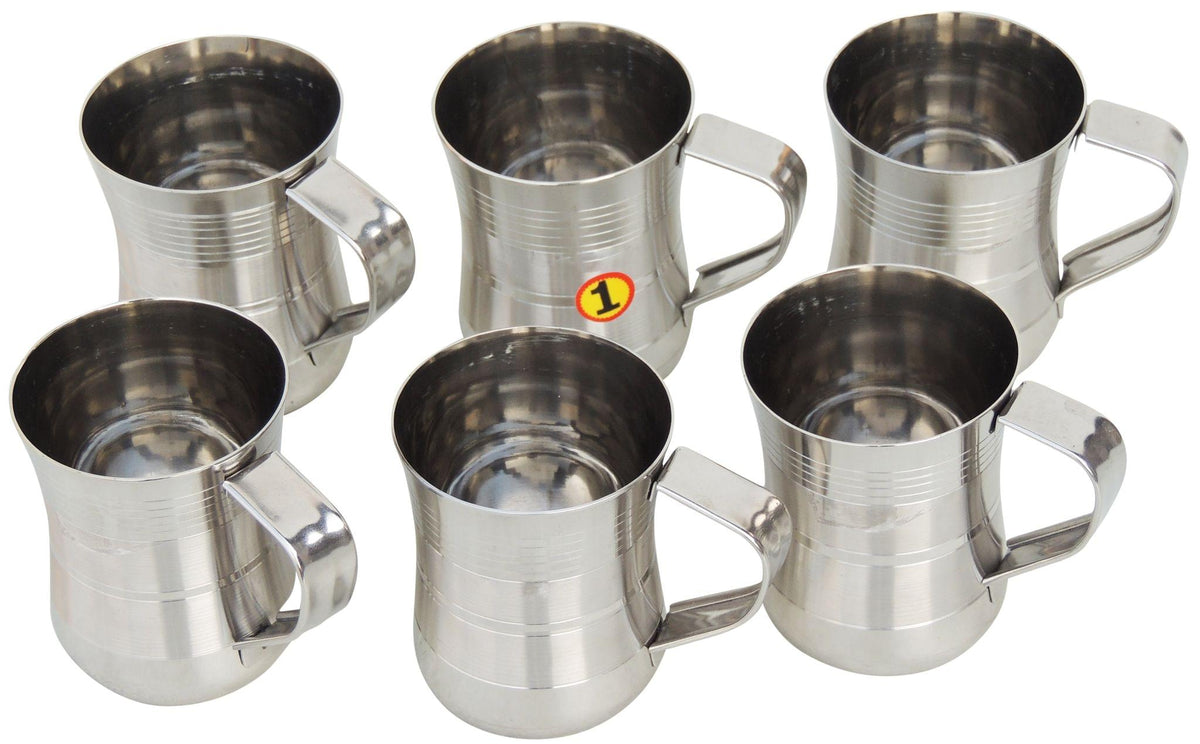 6 Pieces Pure Steel Cup Set - 3*2.5*3 Inch (S076 A)