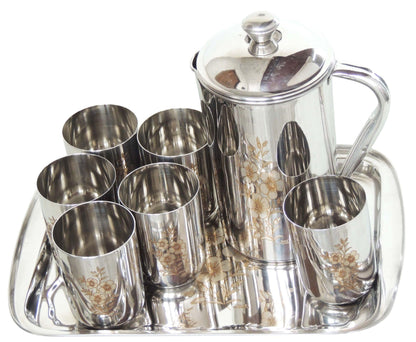 Steel Lemon Set 6 Glass, 1 Tray, 1 Jug (S083 A)