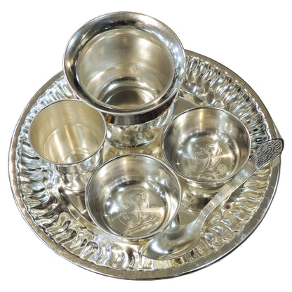 Steel Laddu Gopal Bhog Thali - Pooja Plate - 6.7*6.7*0.5 Inch (S116 D)
