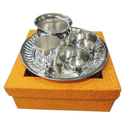 Steel Laddu Gopal Bhog Thali - Pooja Plate - 6.7*6.7*0.5 Inch (S116 D)