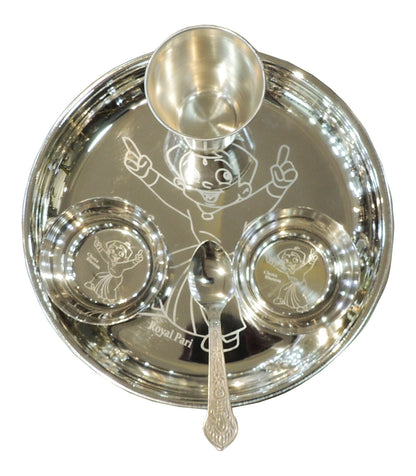Steel Laddu Gopal Bhog Thali - Pooja Plate - 8*8*1 Inch (S117 D)