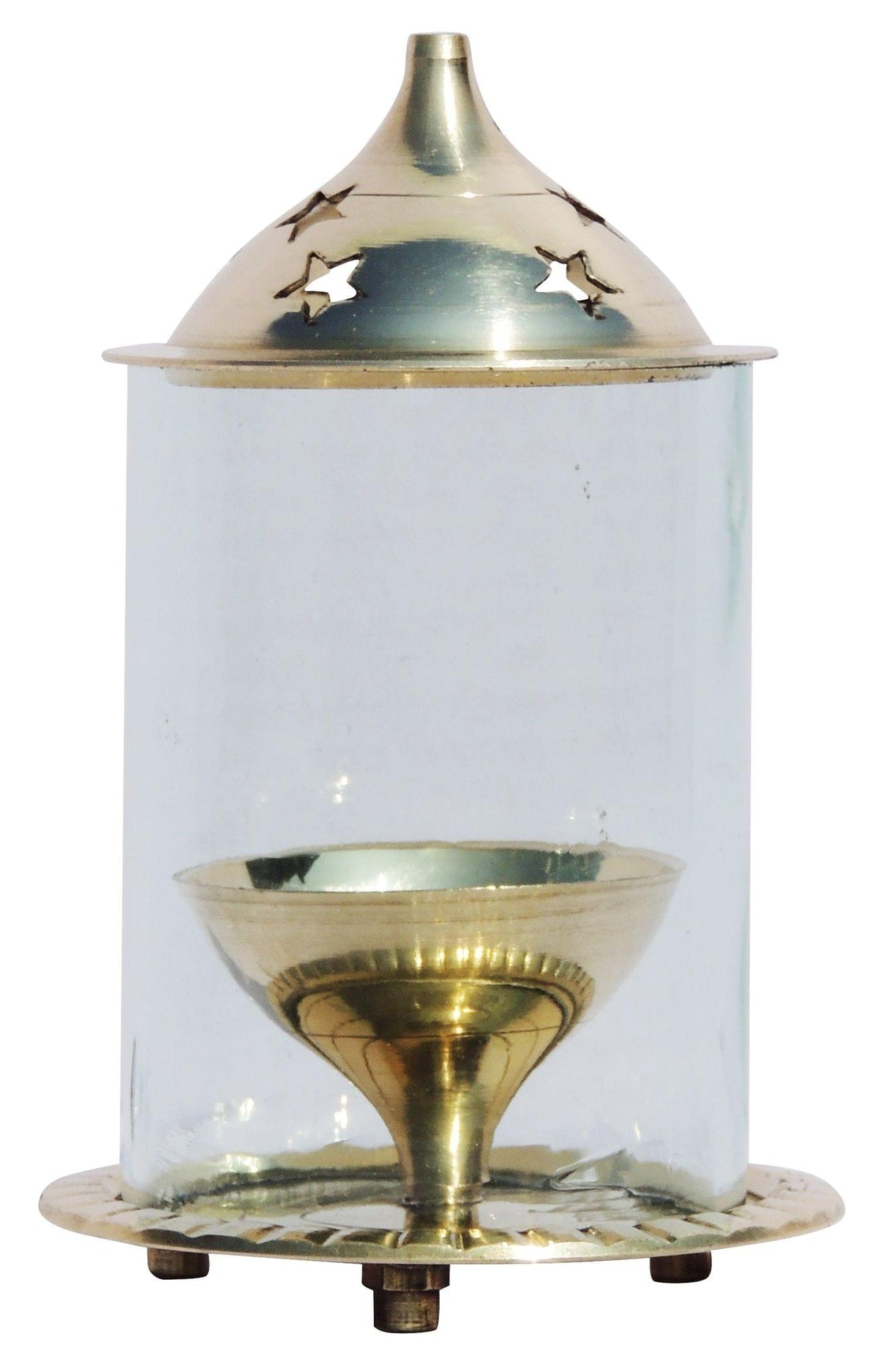 Brass Table Decor Oil Lamp Deepak With Chimney - 2.7*2.7*4 inch (Z014/4)