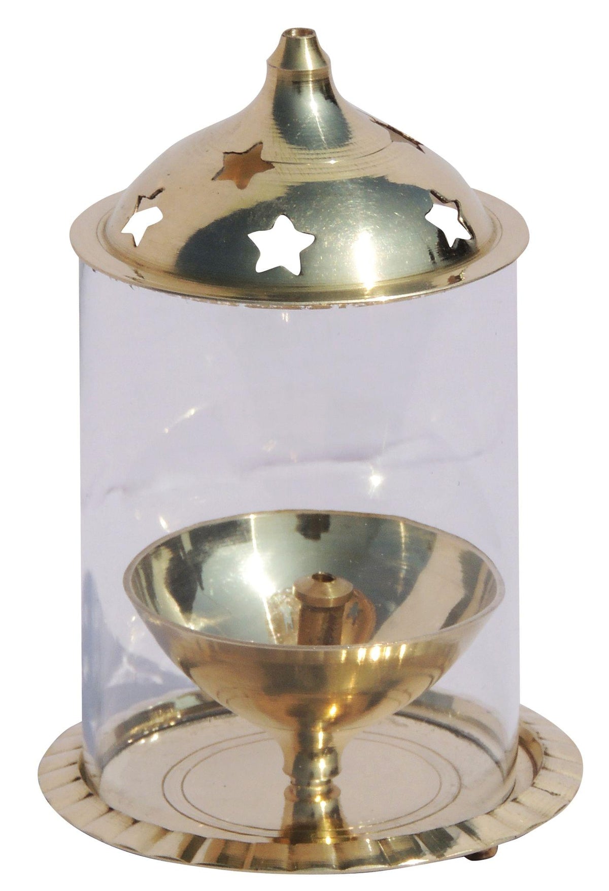 Brass Table Decor Oil Lamp Deepak With Chimney - 3.3*3.5*4.5 inch (Z014/5)