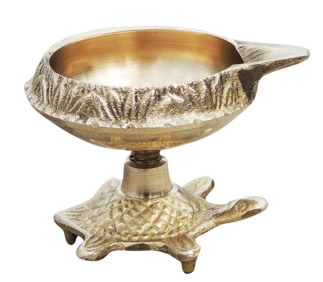 Brass Table Decor Oil Lamp Deepak On Tortoise - 2.2*1.7*1.5 inch (Z141 B)