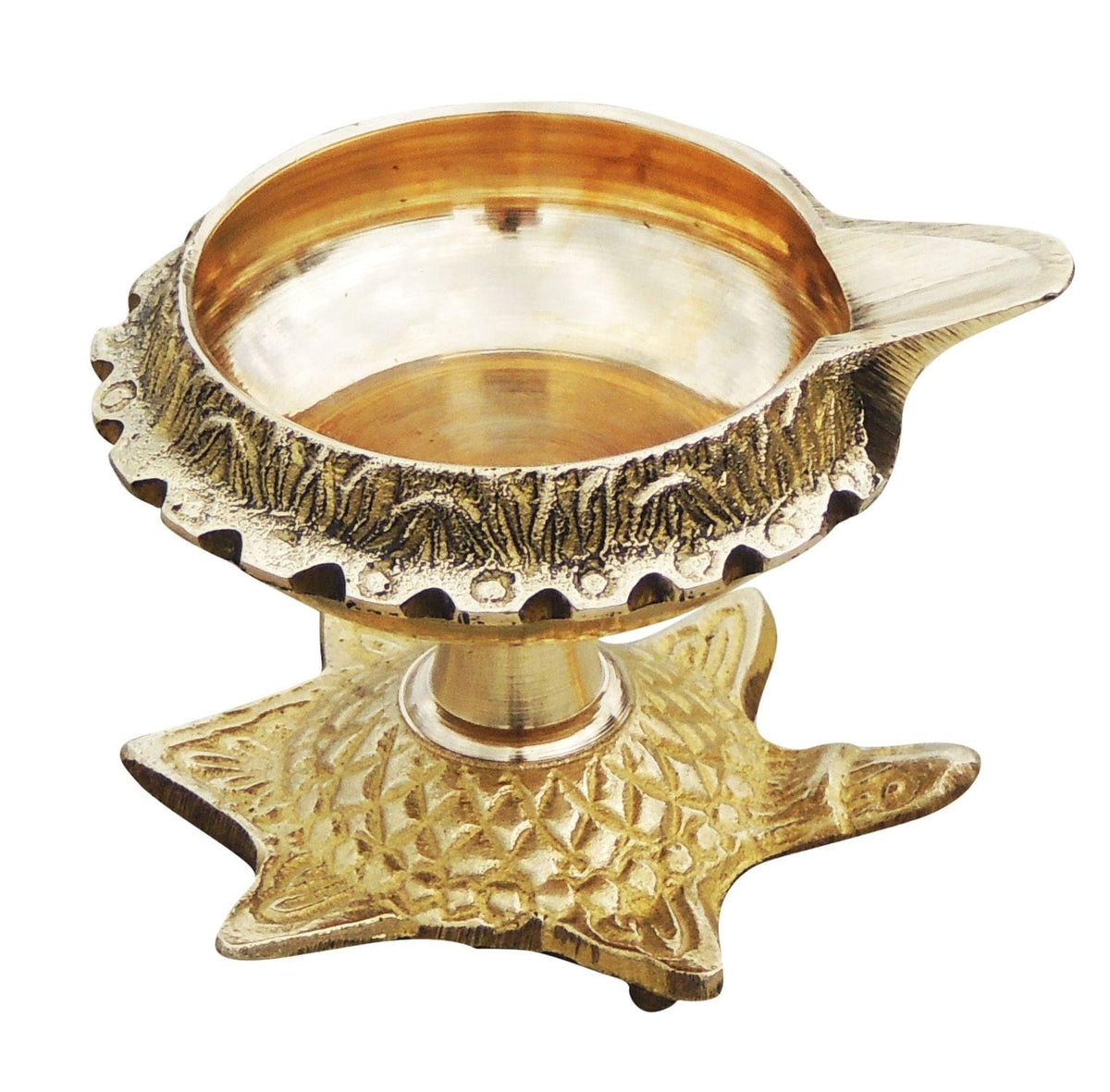 Brass Table Decor Oil Lamp Deepak On Tortoise   - 3*2.5*2.4 inch (Z141 D)