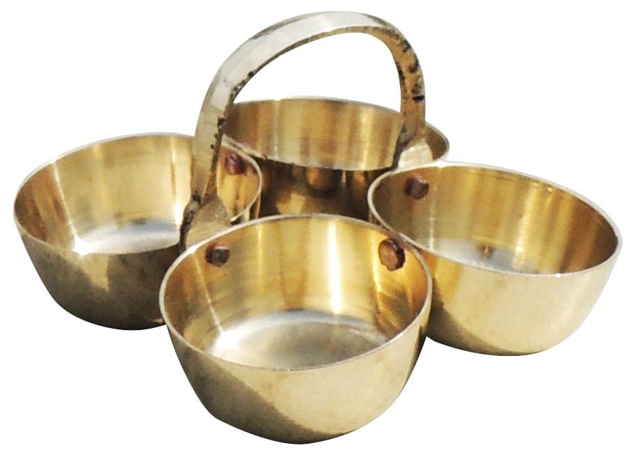 Brass Chokta Small 4 Bowl Combined - 2.9*2.9*1.9 inch (Z142 A)