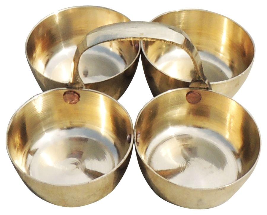 Brass Chokta Small 4 Bowl Combined- 3.1*3.1*1.8 inch (Z142 B)